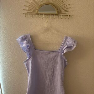 Lavender Ruffle Sleeve Top